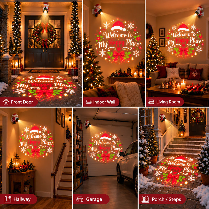 🎅 Santa Christmas Welcome Projector – Festive Holiday Doorway Light with Remote Control ✨