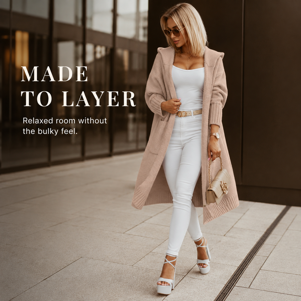 🧥 Women's Oversized Hooded Longline Knit Cardigan with Pockets 🧶
