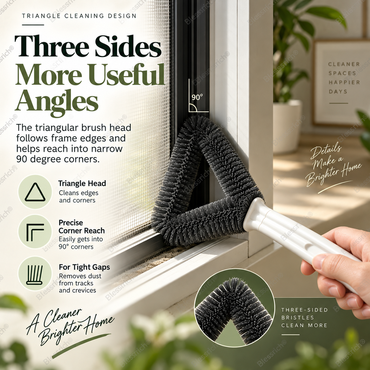 🧹 Triangle Window Screen Cleaning Brush - Corner & Track Duster 🪟