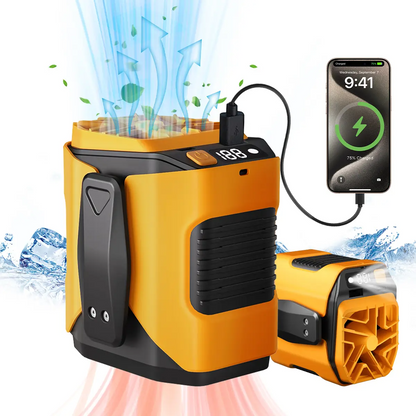 🔥 Rechargeable High-Speed Waist Fan | Power Bank & LED Light