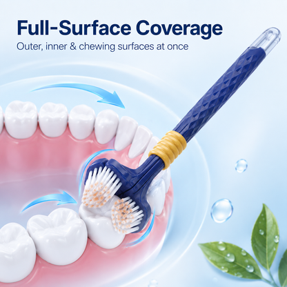 🪥 3-Sided Wrap-Around Manual Toothbrush with Tongue Scraper ✨