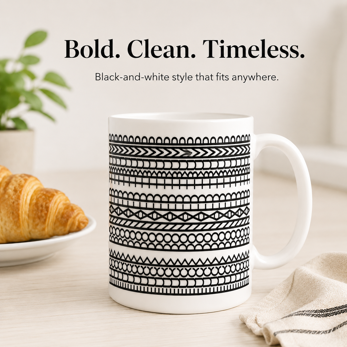☕ Geometric Patterned Ceramic Mug – Modern Everyday Drinkware ✨