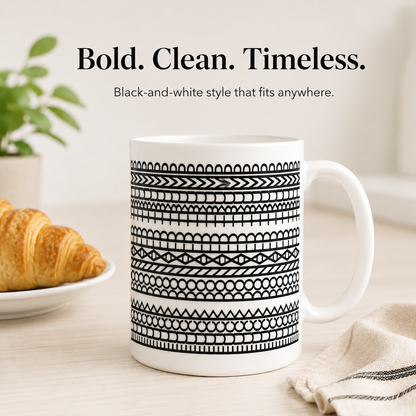 ☕ Geometric Patterned Ceramic Mug – Modern Everyday Drinkware ✨