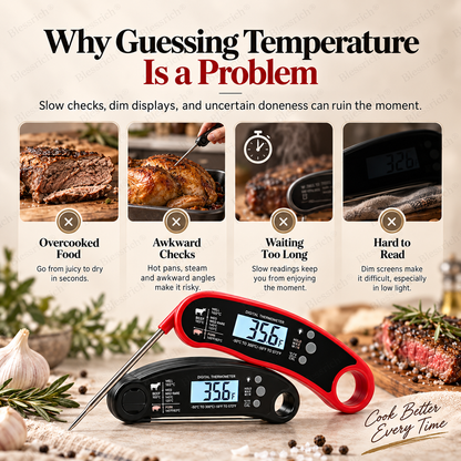 🌡️ Foldable Digital Food Thermometer - Fast Reading Instant Meat Thermometer ⚡