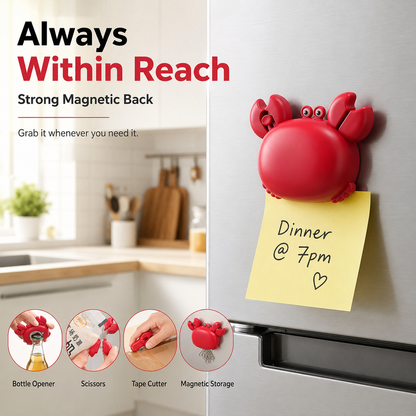 🦀 Cute 4-in-1 Crab Kitchen Gadget – Open, Cut, Slice & Stick Anywhere