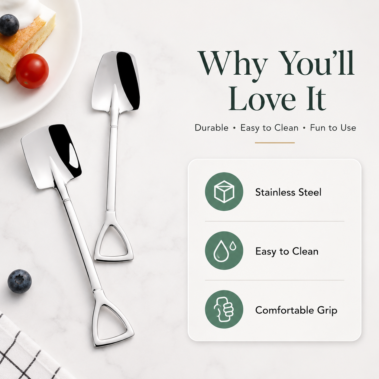 🍨Creative Shovel-Shaped Stainless Steel Spoon 🍨✨