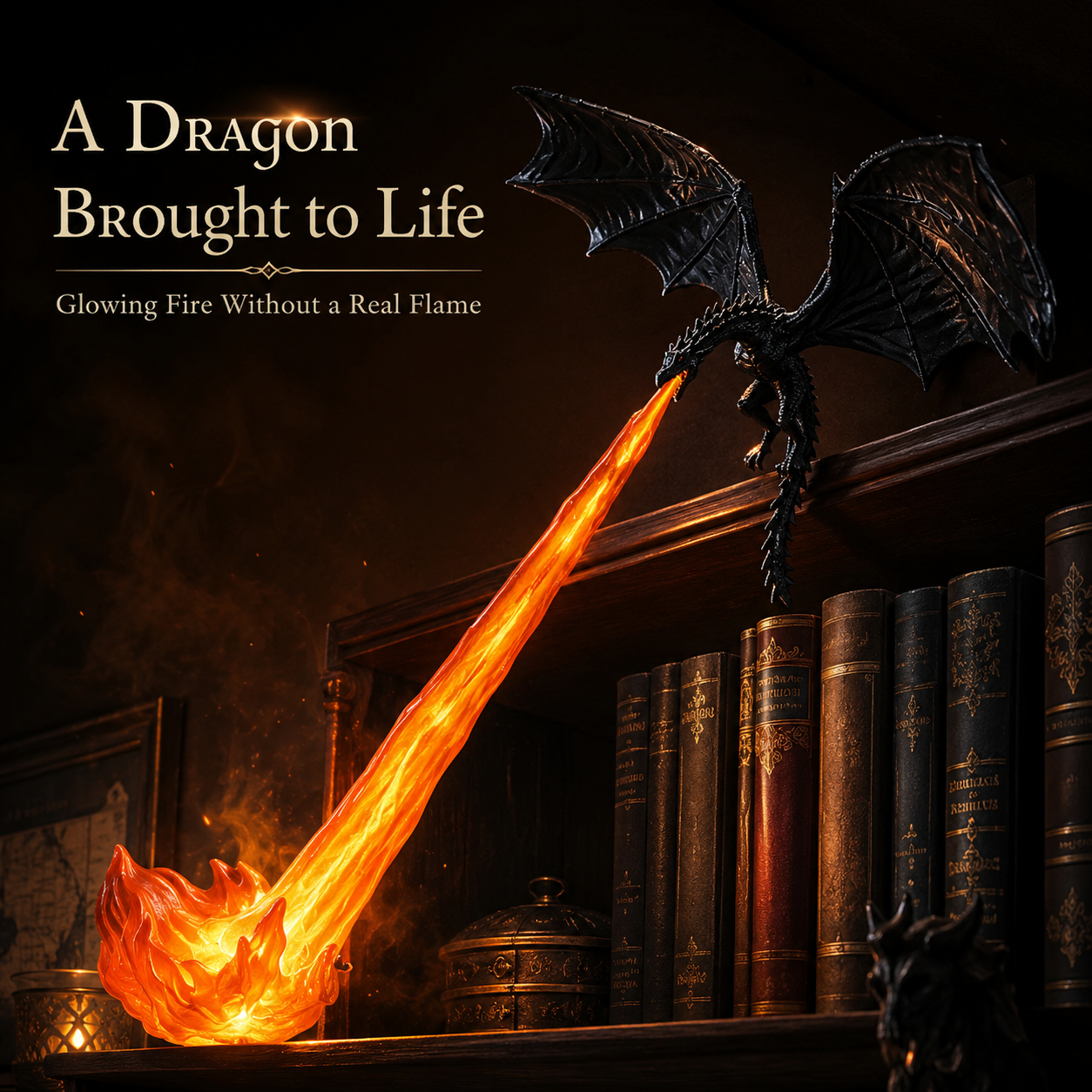 🚚 Buy 2 Get Free Shipping 🚚 🐉 3D Dragon Flame Bookshelf Nook Light 📚