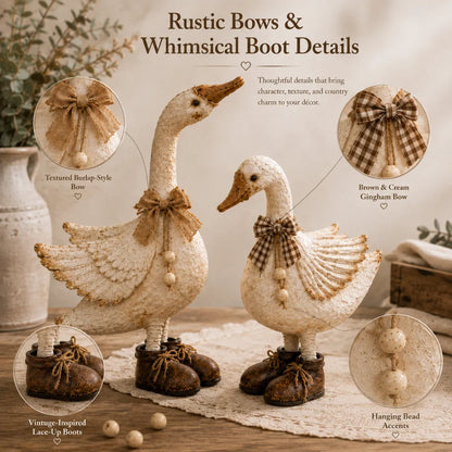 ✨ Rustic Farmhouse Chicken and Goose Shelf Sitters with Swinging Legs 🐔