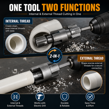 🛠️ Drill Powered Pipe Thread Cutting Tool Bit for Internal External Threads ⚡
