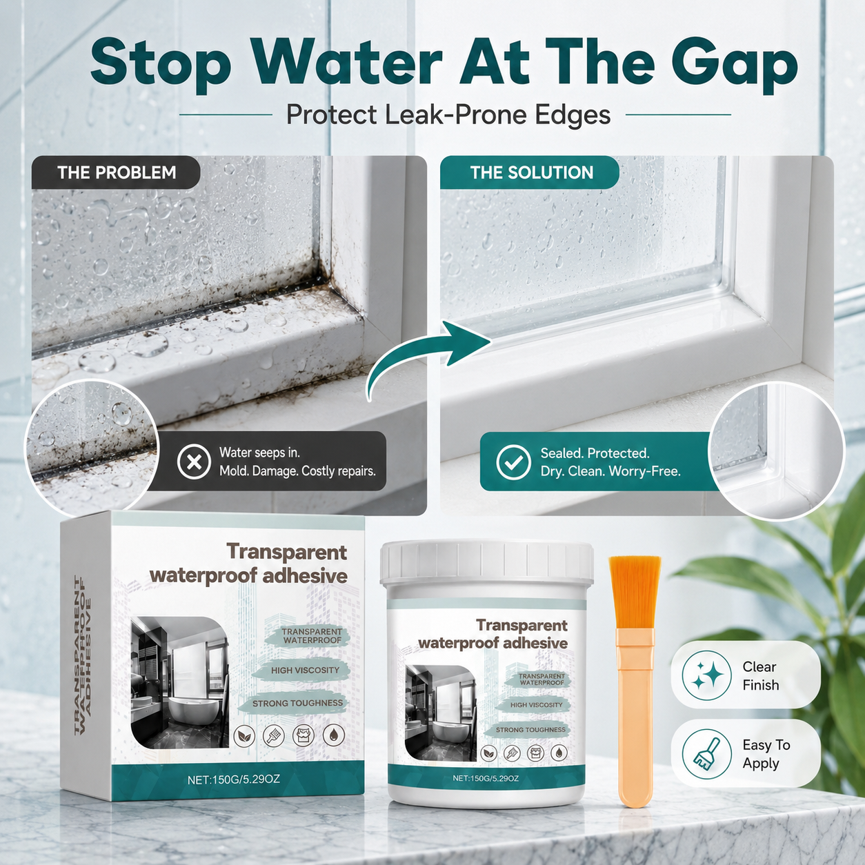 💧 Clear Transparent Waterproof Coating & Brush Sealant Kit 🖌️