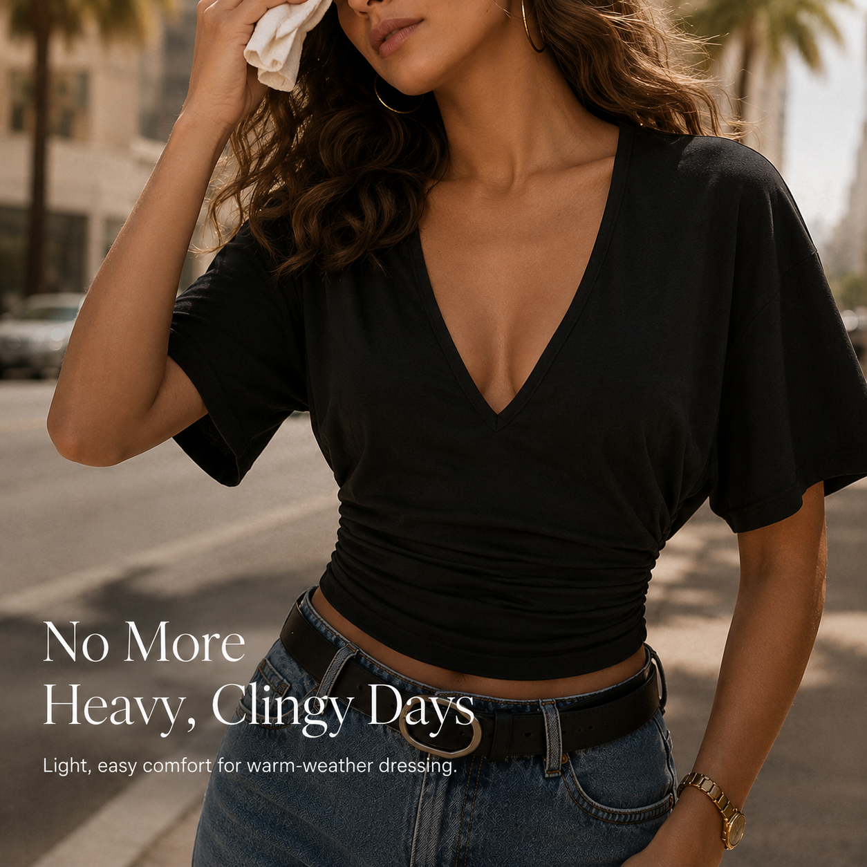 ✨ Effortless V-Neck Tee – Soft, Flattering & Chic for Every Outfit 🌸🛍️