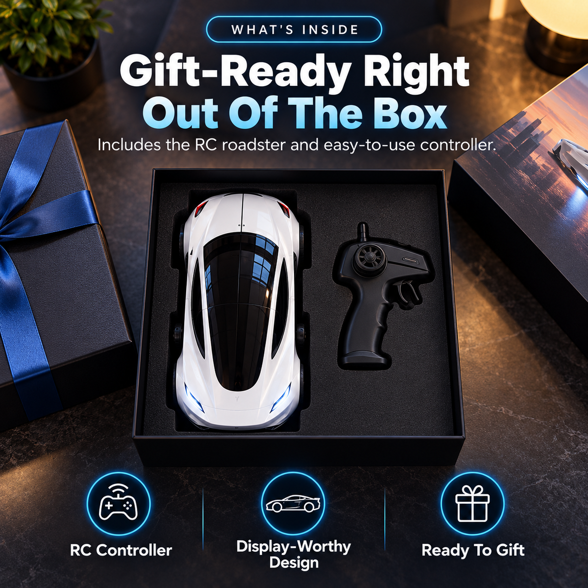 🚀 FutureDrive™ RC Roadster – Futuristic Hover-Effect Car with Stunning Blue LED Lights