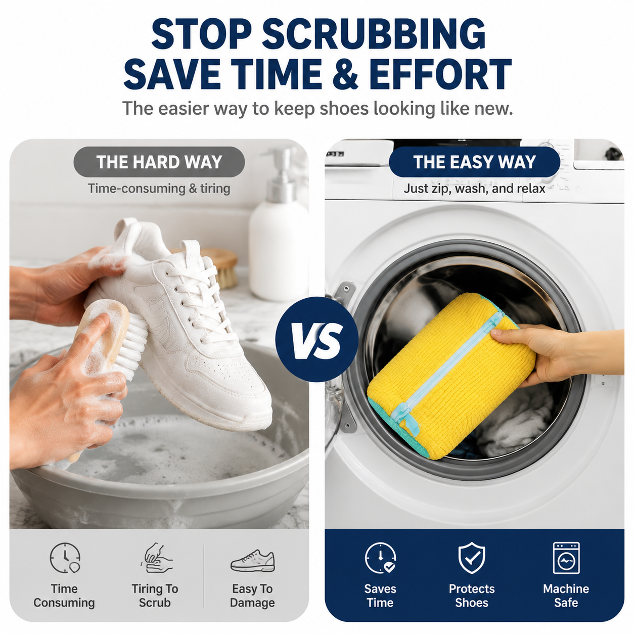 👟 Machine Washable Shoe Cleaning Bag with 360 Degree Plush Microfiber Bristles 🧼