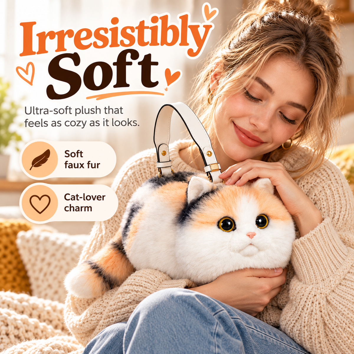 🐱 Plush Cat Handbag – Ultra-Soft Kitty Purse for Cat Lovers & Cute Everyday Outfits