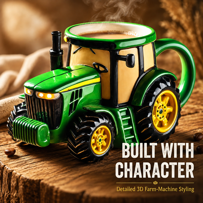 🚜 3D Sculpted Farm Tractor Novelty Mug – Rustic Harvester Coffee Cup 🌾
