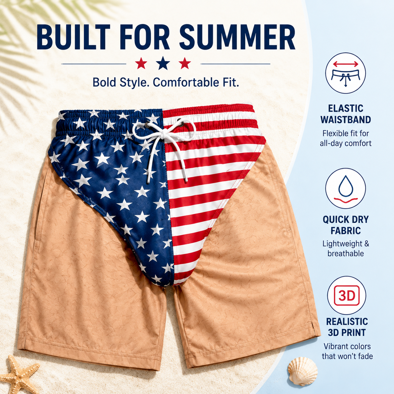 🏖️ Mens Quick Dry Printed Swim Shorts Trunks with Mesh Lining and Drawstring 🌊