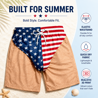 🏖️ Mens Quick Dry Printed Swim Shorts Trunks with Mesh Lining and Drawstring 🌊