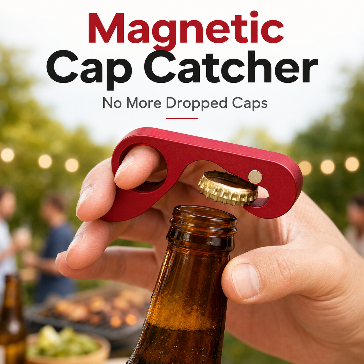 🍻 One-Hand Magnetic Bottle Opener – Easy Pop Cap Catcher for BBQs, Parties & Home Bars