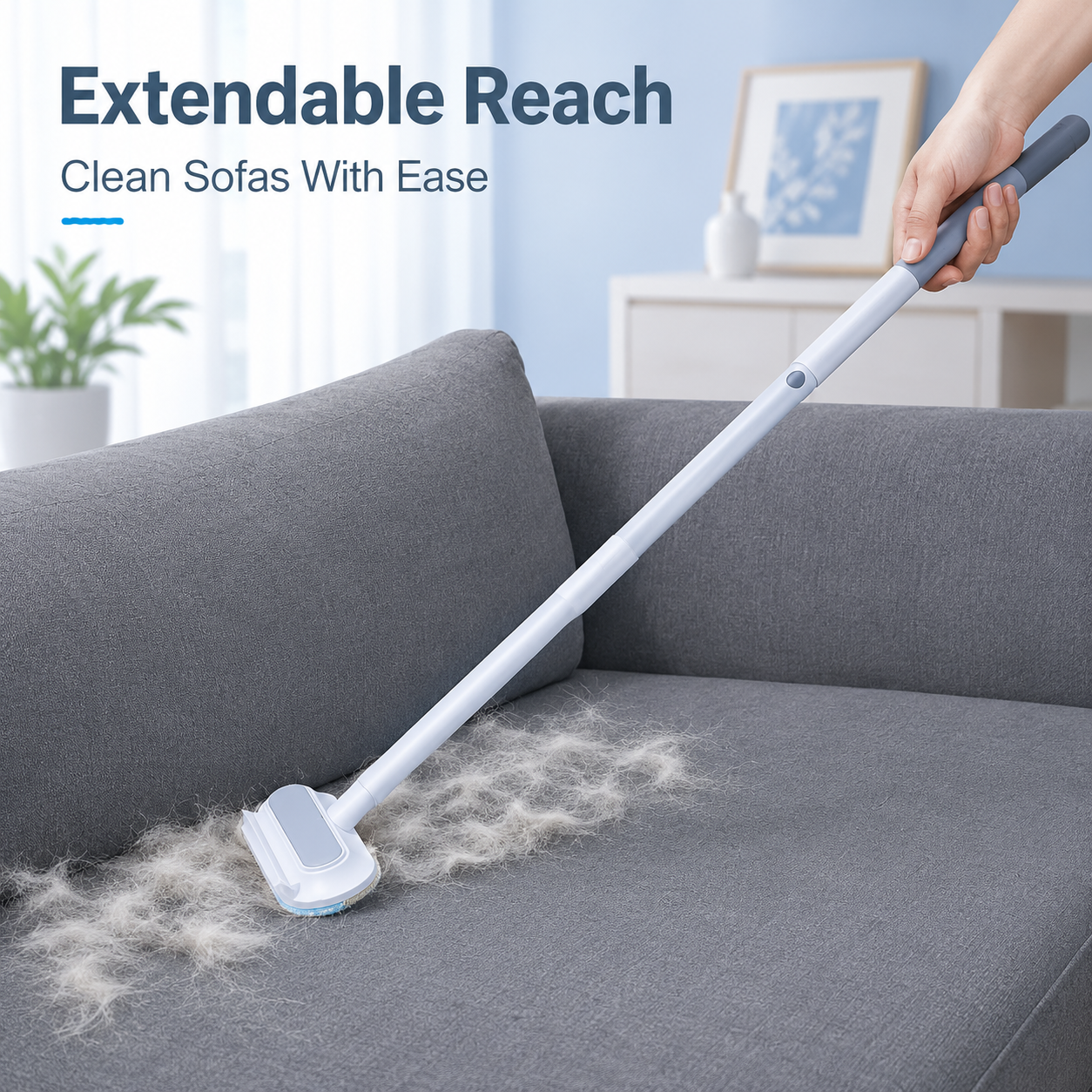 🐾 Extendable Pet Hair & Dust Brush – Reusable Sofa, Clothing & Window Tool ✨