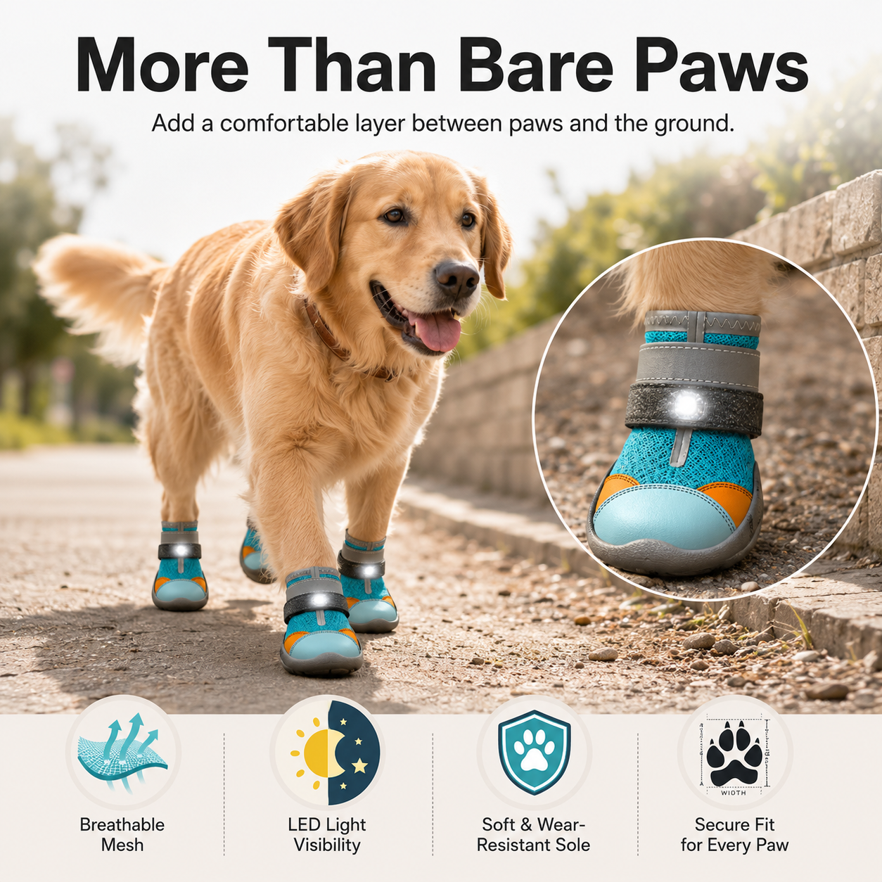 🐕 Breathable LED Light Dog Boots for Night Walking Paw Protection 🐾