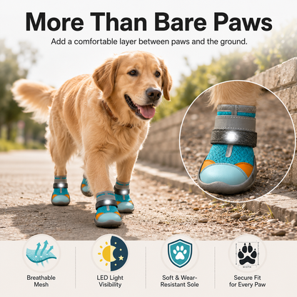 🐕 Breathable LED Light Dog Boots for Night Walking Paw Protection 🐾