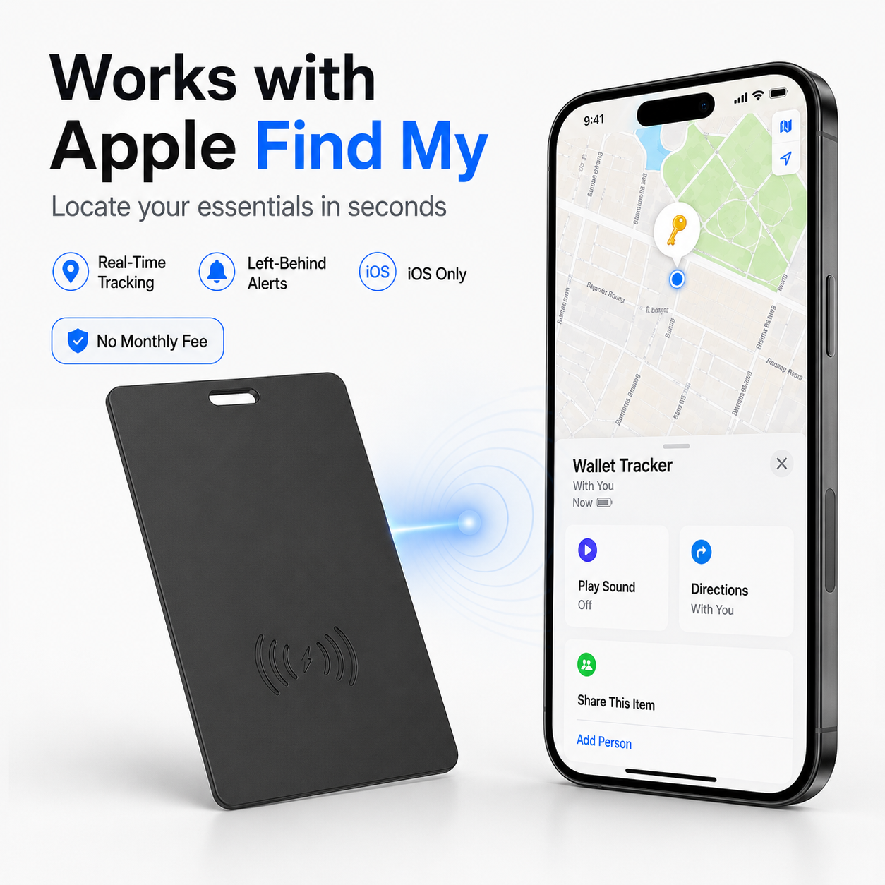 📱 Apple Find My Compatible Tracker - Rechargeable & Ultra-Slim 🔋