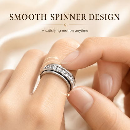 💍 Rotating Anxiety Spinner Ring with Cubic Zirconia & Titanium Steel ✨