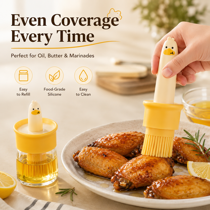 🍳 2 in 1 Glass Oil Bottle Dispenser with Silicone Basting Brush USA Stock 🇺🇸