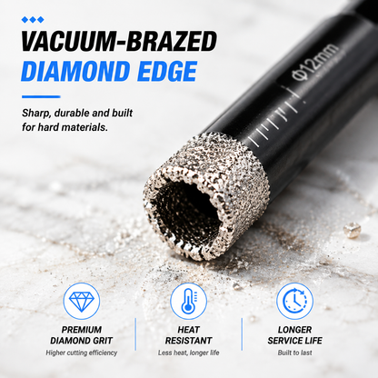💎 6-Piece Vacuum-Brazed Diamond Drill Bit Set for Tile, Glass & Granite 🛠️