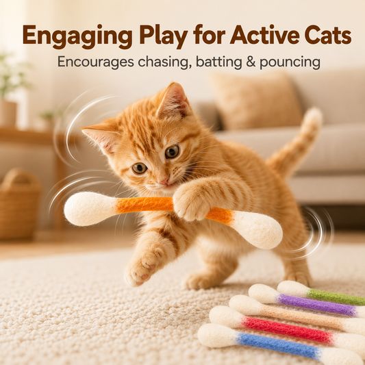 🐾 6PCS Double-Ended Interactive Cat Chew Toys – Bite, Bat & Chase Fun for Active Cats