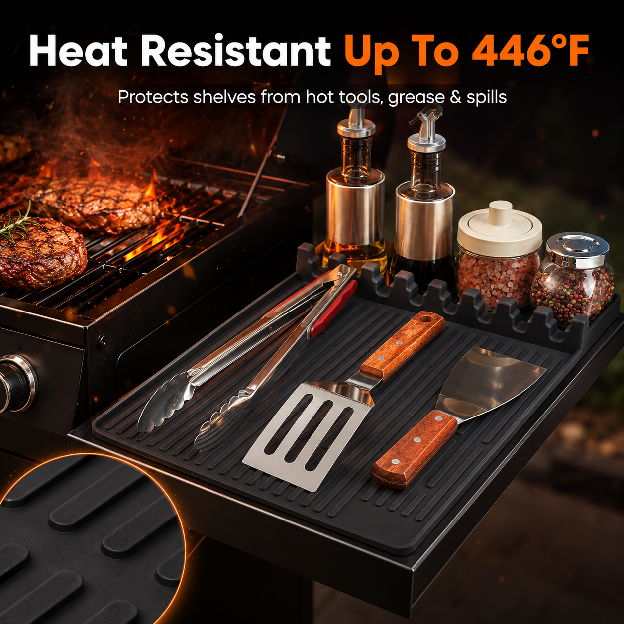 🔥 Silicone Grill Shelf Mat – Clean & Organized BBQ Prep