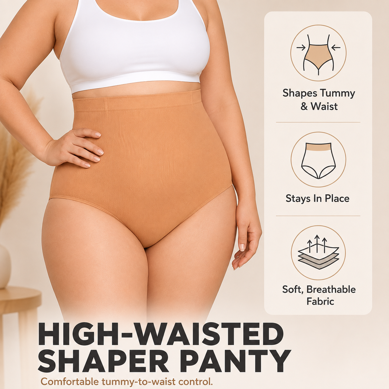 👙 High-Waisted Seamless Tummy Control Shaper Brief with Anti-Slip Silicone 💃