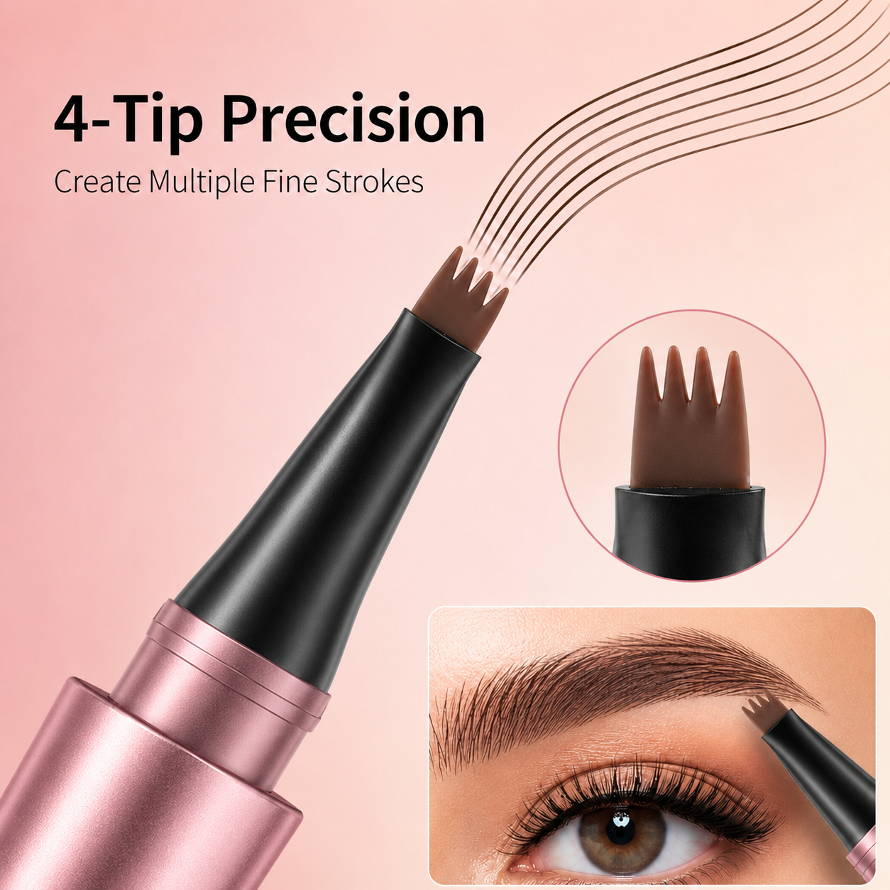 👁️ 4-Tip Micro-Fork Waterproof Eyebrow Pen ✍️