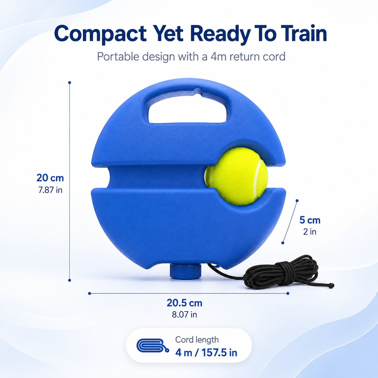 🎾 Solo Tennis Rebound Trainer Practice Baseboard with 4m Elastic Cord ⚡