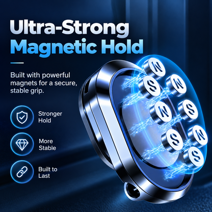 🔥 50% OFF Aluminum Alloy Magnetic Car Phone Mount – 360° Rotatable & Foldable
