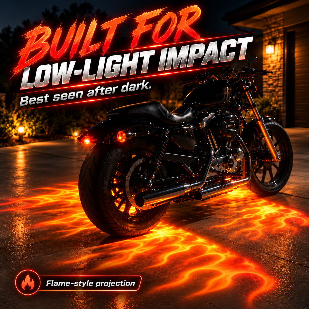 🔥 Motorcycle Flame Ground Projector Kit – Dual 12V Adjustable Underbody Lights