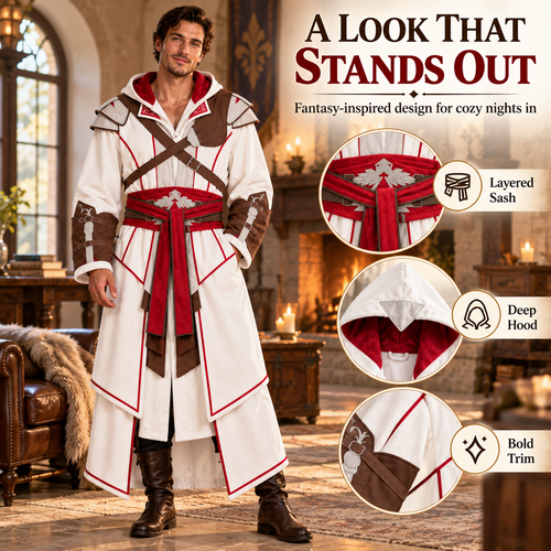 🔥 50% OFF Hooded Warrior Lounge Robe – Fantasy-Inspired Plush Comfort ⚔️