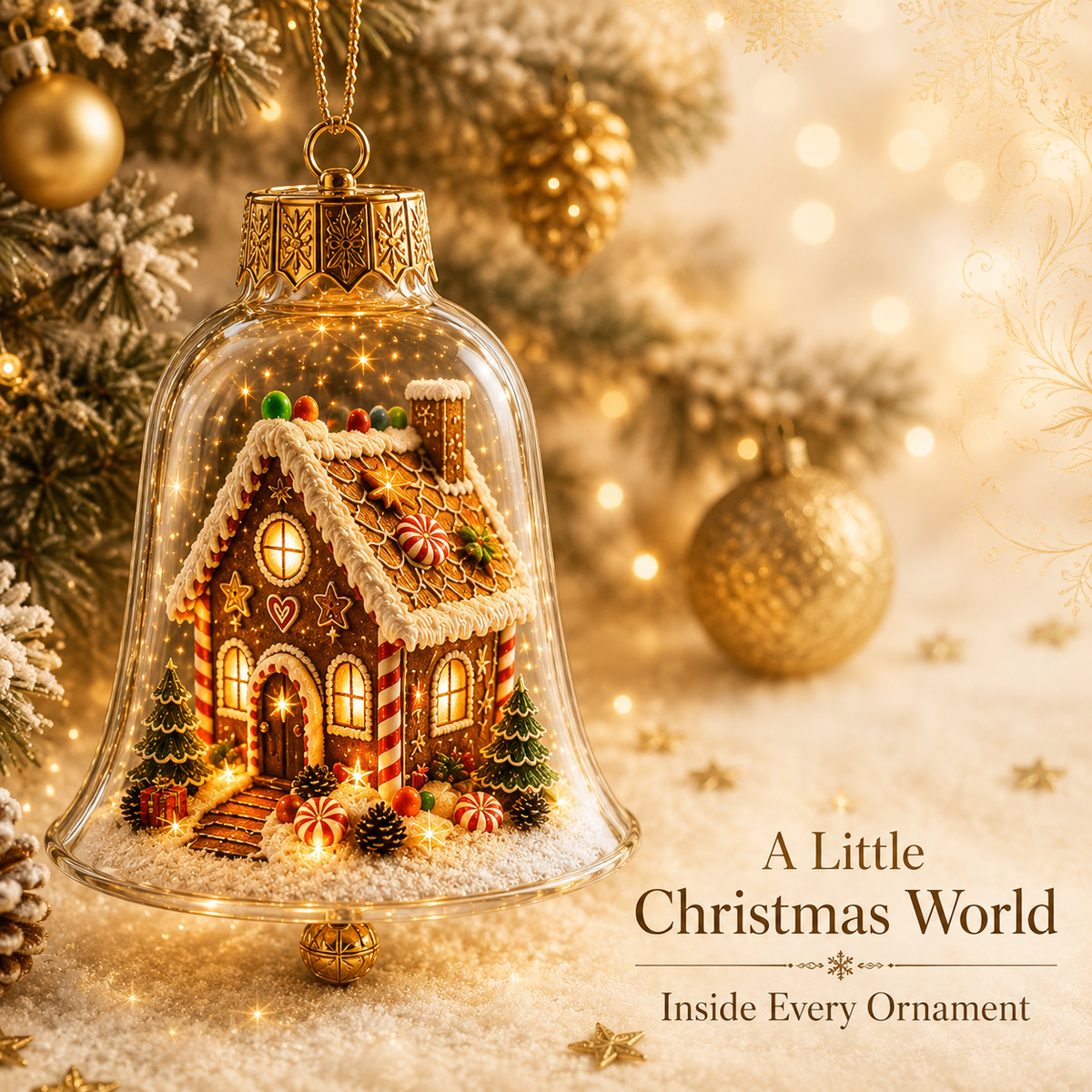 🎄 Christmas Bell Hanging Ornament with Miniature Scene – 3D Storybook Holiday Baubles 🔔