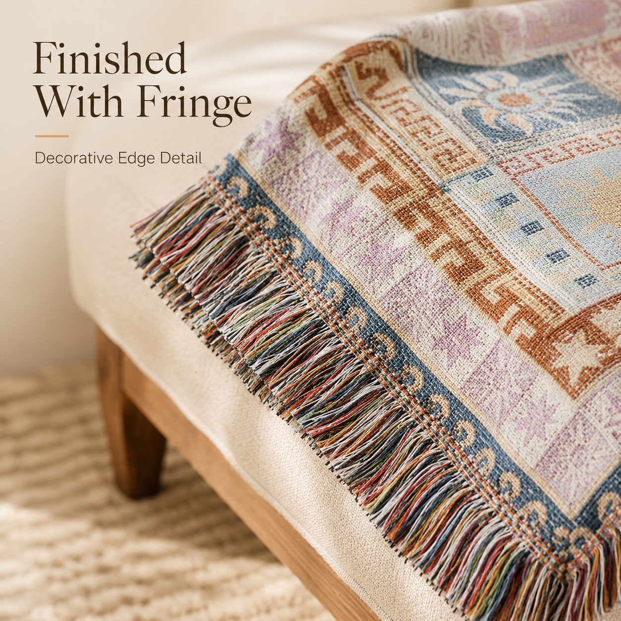 🌞 Boho Sun & Moon Celestial Patchwork Woven Blanket with Tassels 🌙