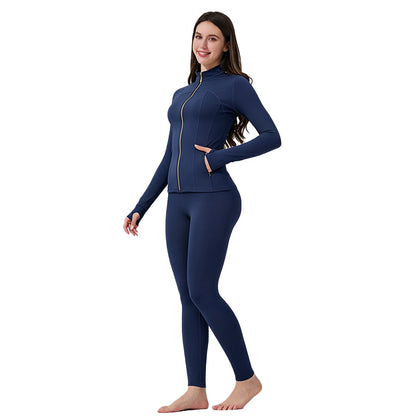 ✨ Sculpt-Seamless 2-Piece Athletic Performance Jacket & High-Waist Leggings Active Set 🏃‍♀️