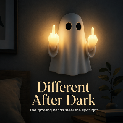 👻 Sassy Ghost Wall Light – Cheeky Illuminated Hand Gesture Room Decor 💡