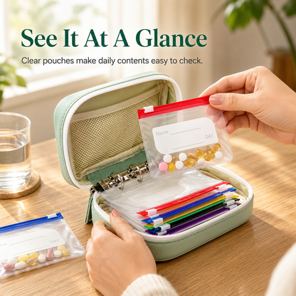 💊 14-Day Portable Pill Pouch Organizer Case with Color Zippers 💼