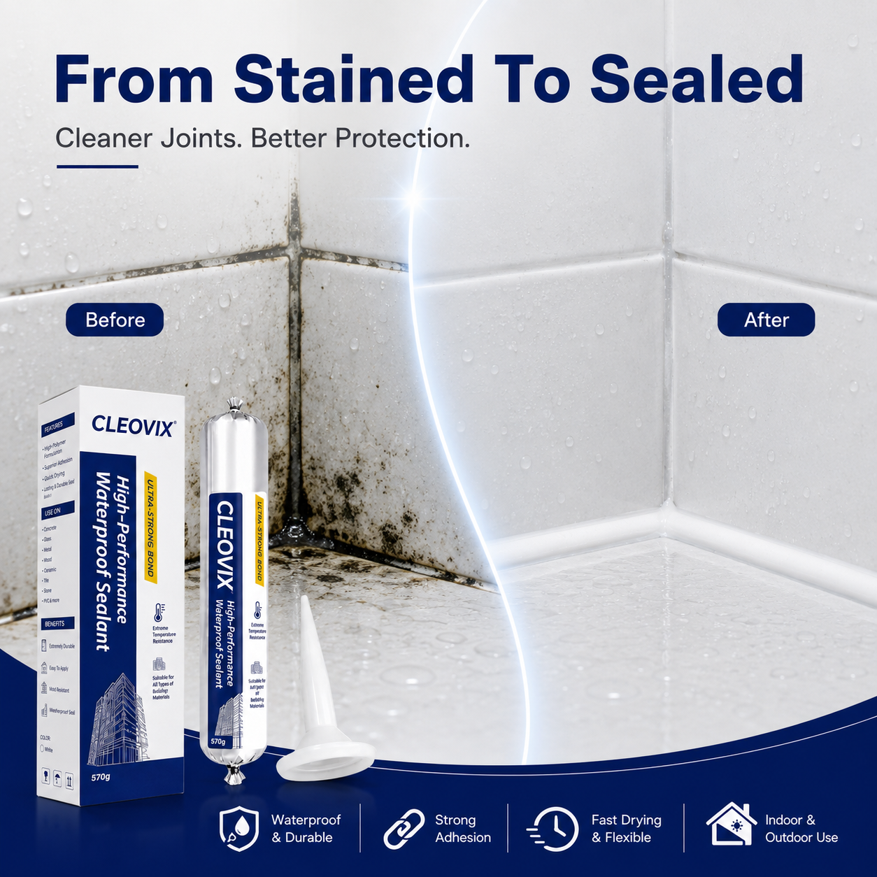 💧 High-Performance Elastic Waterproof Sealant for Leaks & Gaps (570g) 🛡️