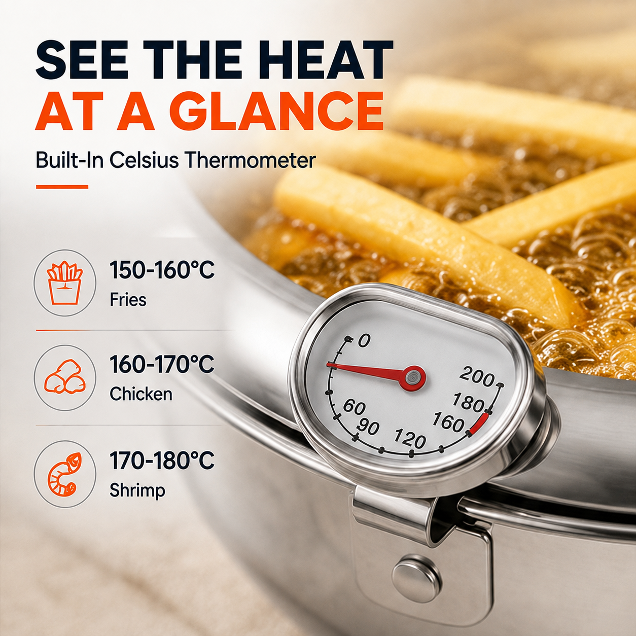 🔥🍗 304 Stainless Steel Stovetop Deep Fryer Pot – With Thermometer 🍟