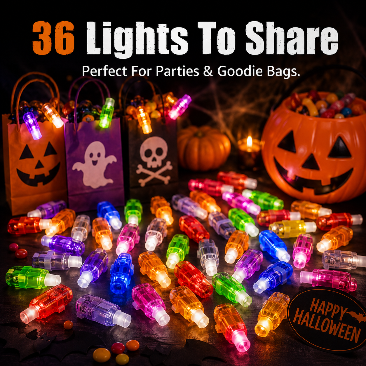 🎃 36-Piece Halloween LED Finger Projection Lights Set for Party Favors 👻