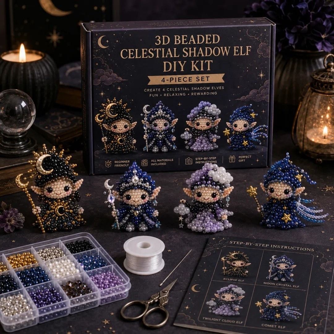 🎄 3D Beaded Christmas Cat DIY Craft Kit Set of 4 Handmade Ornaments 🐱