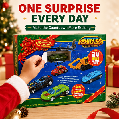 🚗 24-Day Christmas Vehicle Advent Calendar with Fold-Out Play Scene 🚁