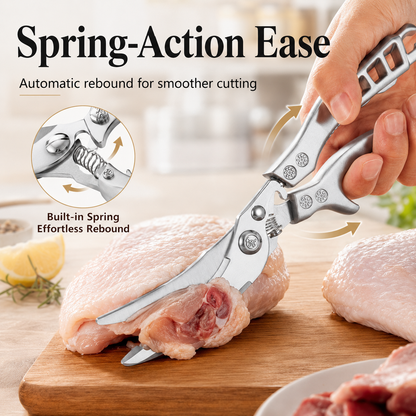 🔥 Multifunction Kitchen Scissors with Fish Scale Scraper & Spring-Action Handle✨