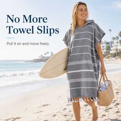 🏄 Hooded 100% Turkish Organic Cotton Beach & Surf Towel Poncho 🌊