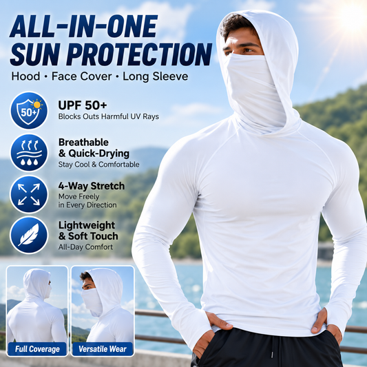 🍂 CLEARANCE SALE: 50% OFF |🛡️ 3-in-1 Integrated Hooded Sun Shirt with Face Cover 🚴‍♂️